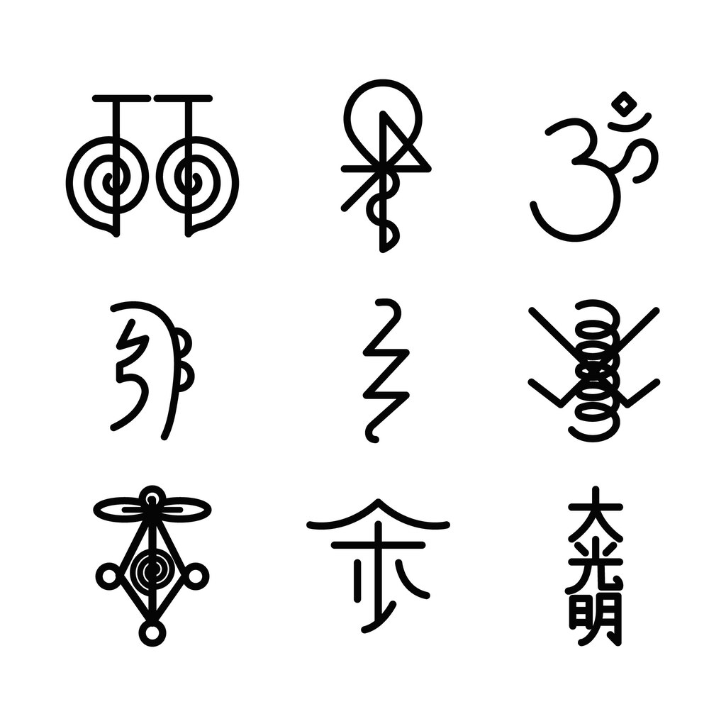 representaciones de la mayoria de simbolos en reiki