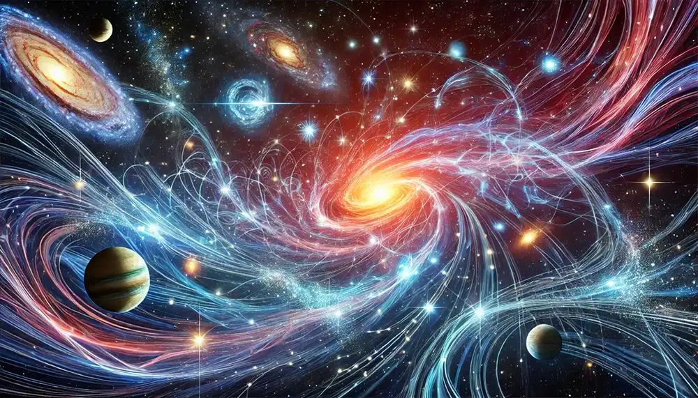 Representación de la energía cósmica fluyendo en el universo